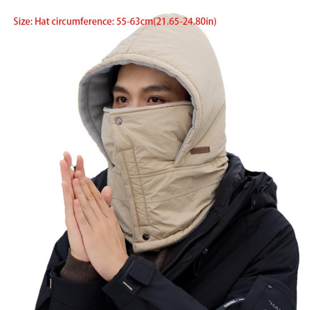 Down Cotton Warm Hat 4-in-1 Mask Hat Scarf Set New Beanies Cap Autumn Winter