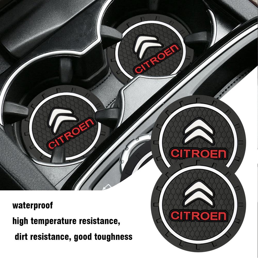 2pcs Silicone Styling Car Cup Mat Coaster Water Slot Non-Slip Pad for Citroen C1 C2 C3 C4 C4L C5 C6 C7 C8 VTS C-ELYSEE Berlingo