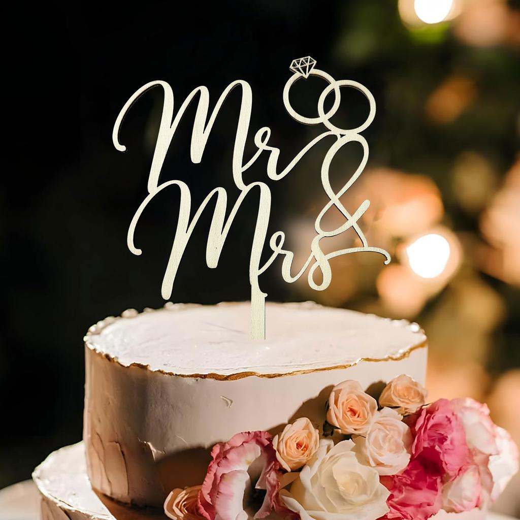 Mr & Mrs Cake Topper Wedding Cake Topper in Wood