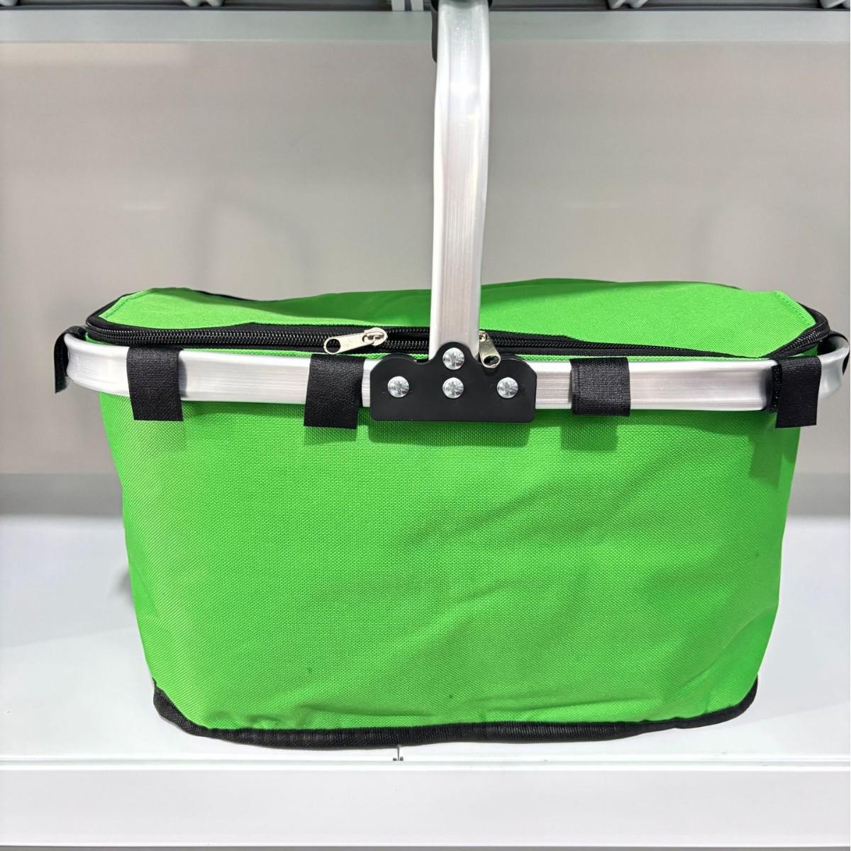 

Large Capacity Handheld Insulated Picnic Basket – Solid Color Oxford Cloth 42*27*23 cm зелений