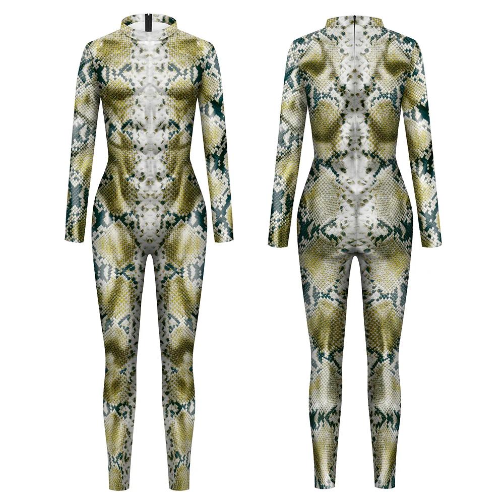 Combinaison Animale Halloween Serpent Cosplay Costume Tigre Combinaison Spandex Combinaison Fête Carnaval Scène Déguisement S black