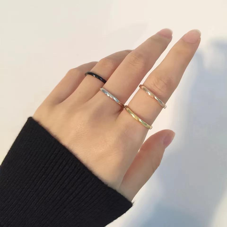 2MM Thin Rose Gold Anti-Allergy Smooth Simple Stainless Steel Wedding Rings for Women Charm Valentine's Day Present