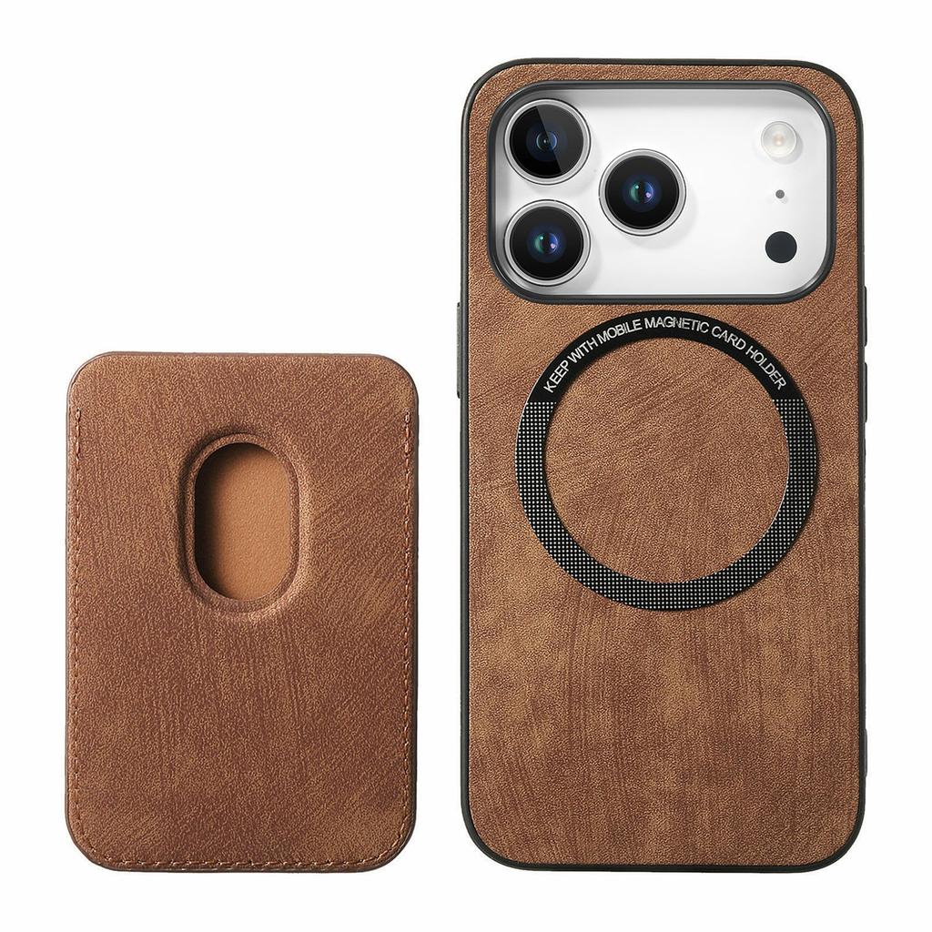 For iPhone 17 Pro Max Case Retro Leather + TPU Phone Cover with Detachable Card Slot