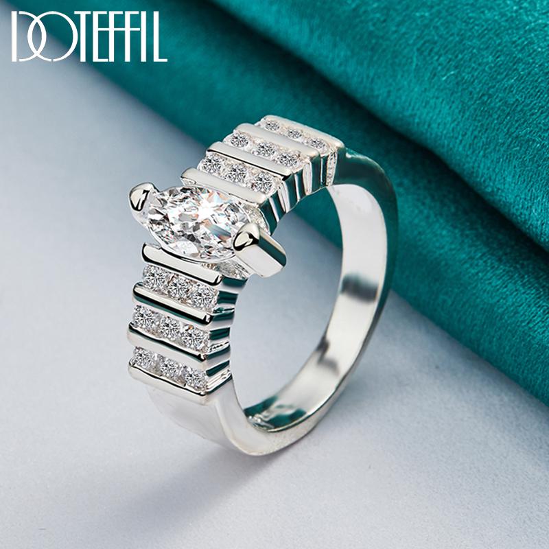 925 Sterling Silver Classic AAA Zircon Ring Fashion Wedding Jewelry