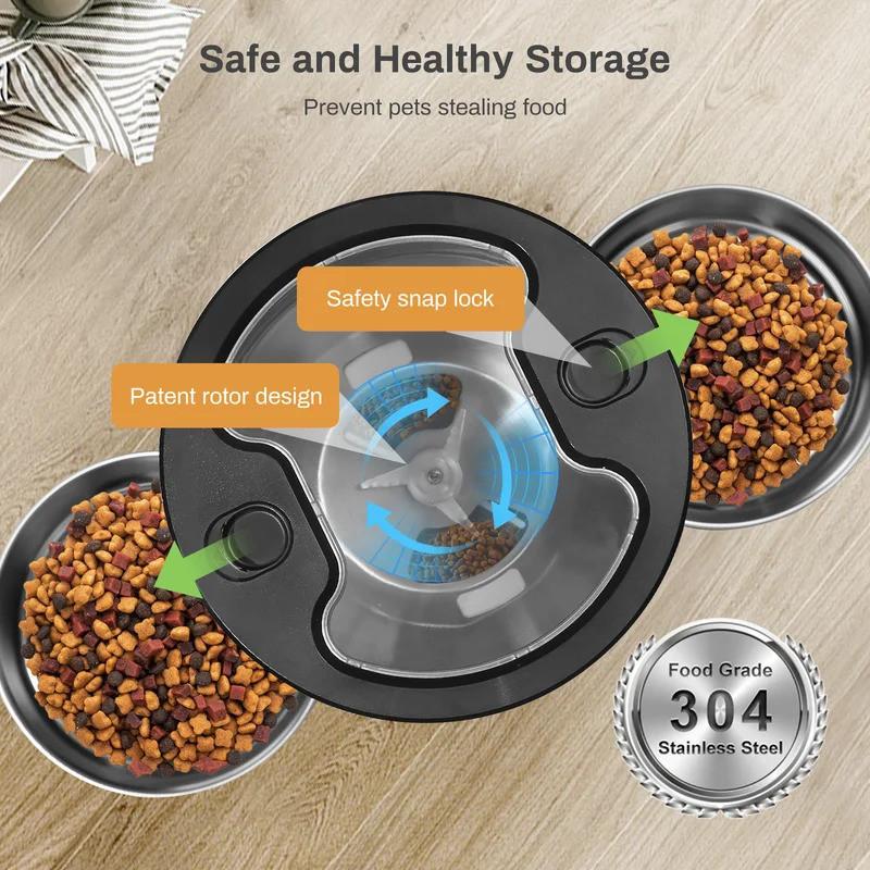 4.5L Large Capacity Dogs and Cats Smart Food Dispenser Stainless Steel Pet Feeder Bowl Automatic Pet Cat Feeder