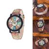 Classic Leather Watch With Wooden Grain Dial For Casual Women Men