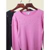 Fresh Sweet Fashion Temperament Pearl Decoration Knit sweater Women Foreign Trade Rib Japan fashion Light Luxury Bottoming Shirt