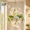 Modern Garden Planter for Birthday Gift Ballet Dancer & Mermaid Hanging Planter Resin Shell-Shaped Flower Pot with Metal Chains Durable Plant Holder