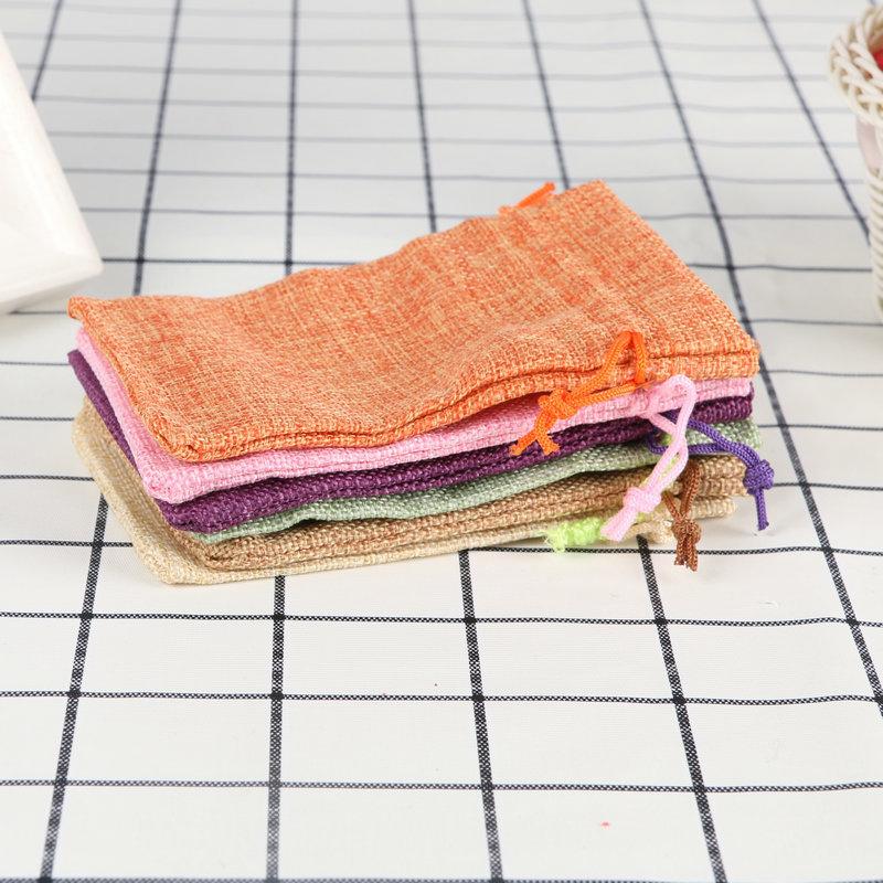 10 Pièces 10X14Cm Sac Cadeau Jute Fait Main Sac Naturel Coton Lin Sac d'Emballage Cadeau Sac de Rangement Bijoux