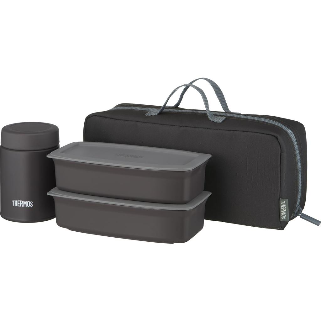 Thermos Vacuum Insulated Soup Lunch Black with Insulated Pouch Set, 1.0L, Gray, (JEH-1000 BKGY)
