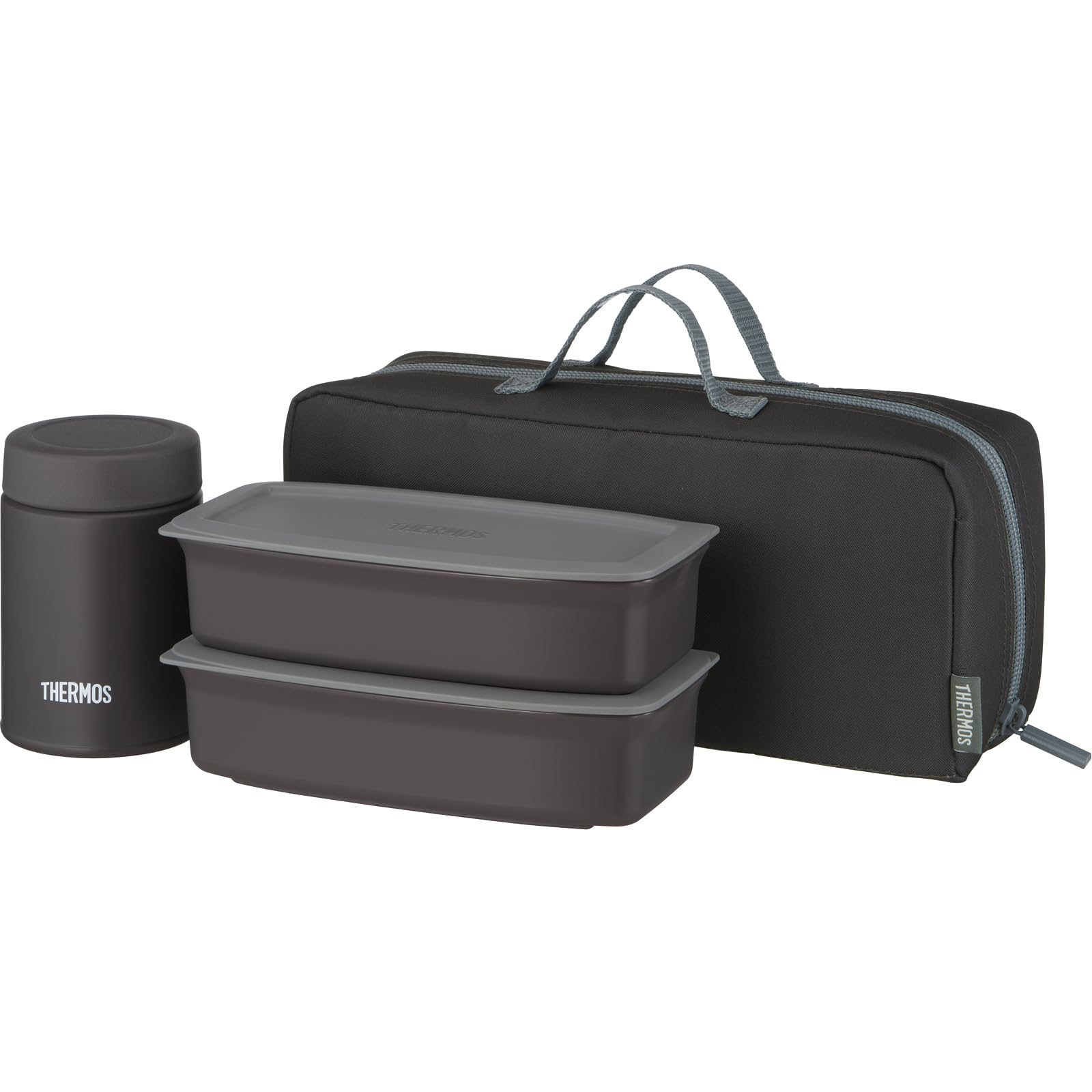 

Thermos Vacuum Insulated Soup Lunch Black with Insulated Pouch Set, 1.0L, Gray, (JEH-1000 BKGY)