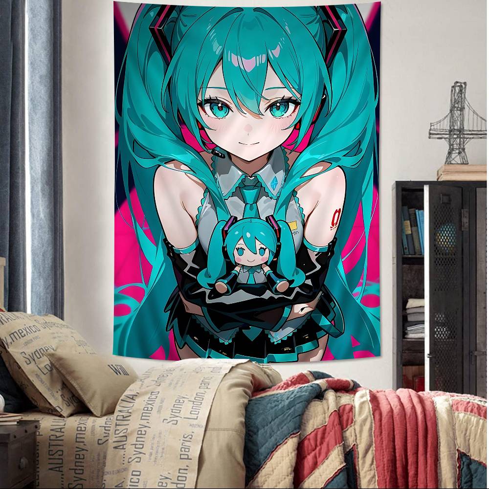 Cute Cartoon HHatsuneS MMikuS Hanging Bohemian Tapestry Hanging Tarot Hippie Wall Rugs Dorm Japanese Tapestry