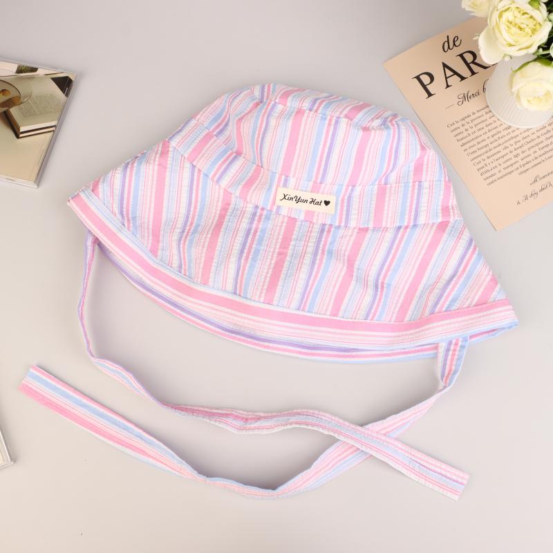 

Клетчатая шляпа-ведро с широкими полями на шнуровке, летняя, для улицы, универсальная, солнцезащитная, милая, контрастного цвета, клетчатые женские кепки розовый