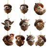 Ornements Gland Animaux de la Forêt 2D Plat Acrylique Pomme de Pin Animal Décorations d'Arbre de Noël Créature des Bois Décoration à Suspendre pour Arbre de Noël Décor de Fête