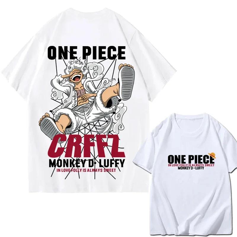 One Piece Zoro Luffy Gear 5 Printed Shortsleeved Cotton Tshirt Summer Tide Pure Cotton Unisex Clothing