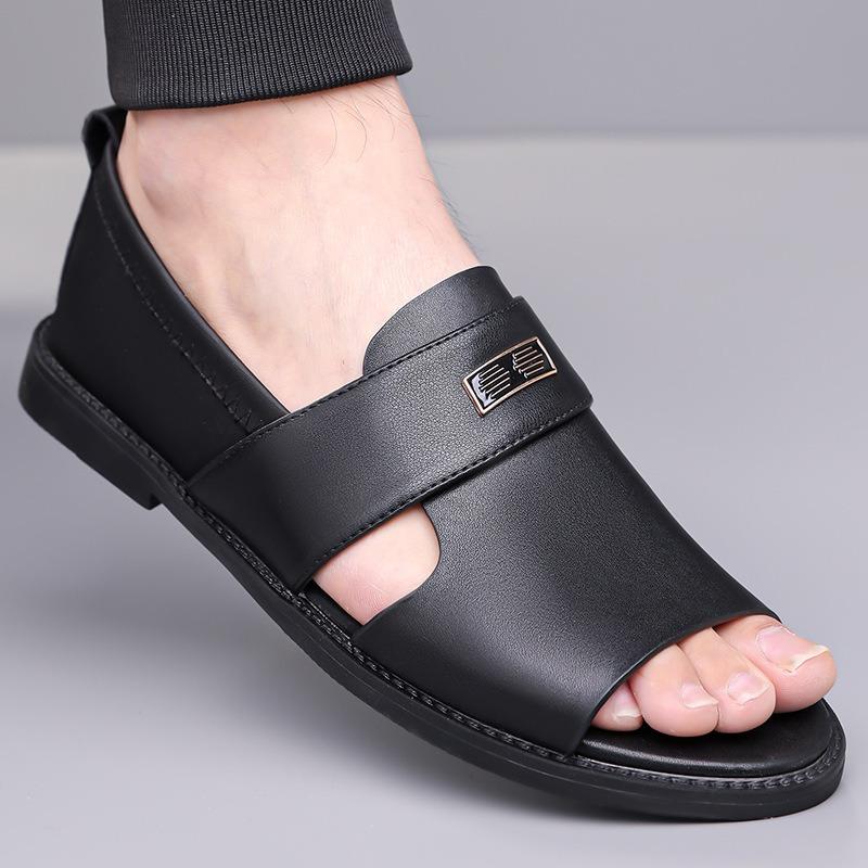 Fashion Fashion Men's Sandals High Quality Cowhide Leather Sandals Summer Peep Toe Beach Sandals for Men Outdoor Casual Sport Sandalias