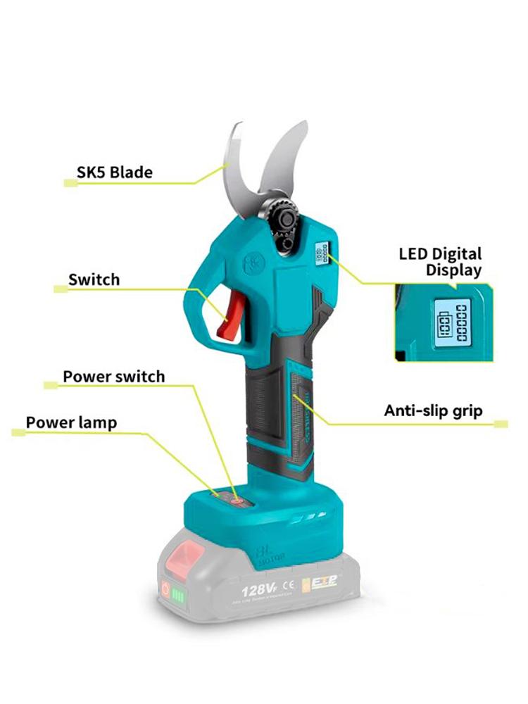 30mm 4 Gears Brushless Electric Pruner Shear Efficient Rechargeable Garden Beautify Power Tools For Makita 18V-21V Battery