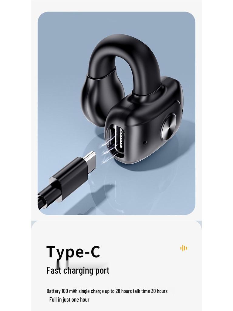Mini Wireless Bluetooth Ear Clip: Sports Noise-Canceling Earphones with Long Battery Life