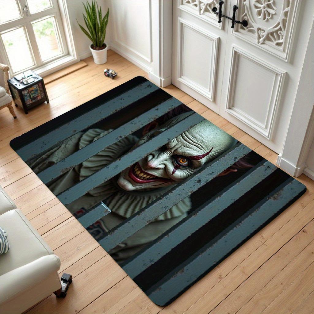 Durable Halloween Clown Doormat: Dirt & Wear-Resistant, Easy-Clean Entryway Floor Mat.
