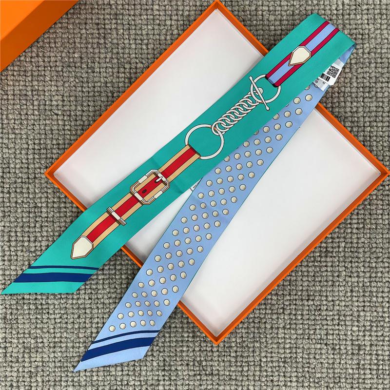POBING Fashion Print 18m/m Twill Silk Scarves Women Luxury Brand Scarf Bag Ribbons Tie Head Scarf Small Long Skinny Scarf 86*5CM