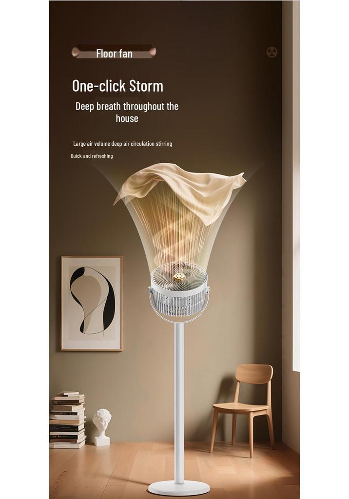 USB Floor Standing Circulator Fan with Remote, Aroma Function, and Voice Control – High Power Desktop Turbine Convection Electric Fan.