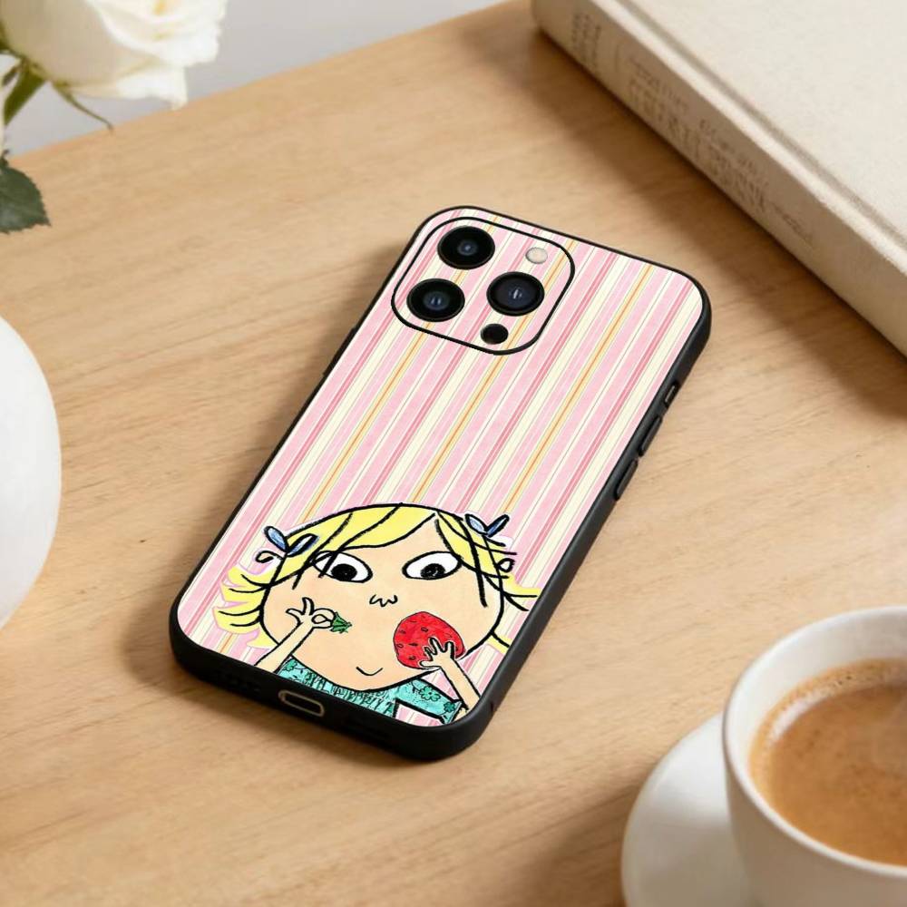 D-Charlie and Lola Cartoon Phone Case For iPhone 17 16 15 14 13 12 Max Plus Silicone Black Cover