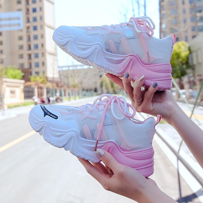 Fashion Casual Colorful Sports Running Hiking Shoes 2025 Spring Summer New Breathable Gradient Dad Shoes Fashion Casual Women's Shoes