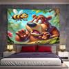 "Bear Scared by Bee In Cartoon Forest" Pattern Wall Hanging Tapestry Decorative Tapestry Home Decor for Bedroom and Living Room