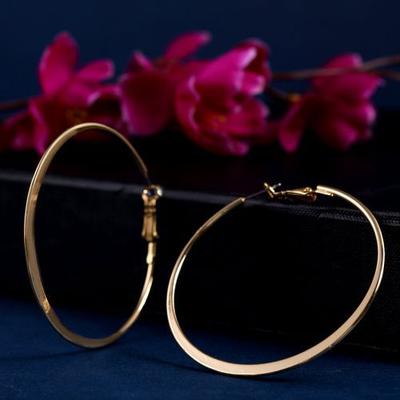Special Gold Polish Big Round Hoop Earrings For Women Girls