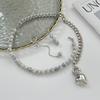 Sweet And Cool Style Imitation Pearl Beaded Necklace, Design Sense Metal Love Pendant Fringed Necklace Women