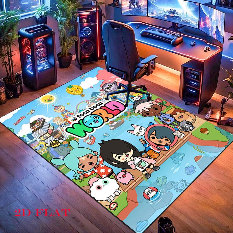 Toca Life World Teppich für Wohnzimmer Schlafzimmer Zuhause Sofadekoration, rutschfeste Bodenmatte für Kinder zum Spielen