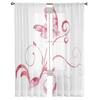 Red Pink Butterfly Curves Watercolor Chiffon Sheer Curtains for Living Room Bedroom Window Curtain Voiles Tulle Cortinas
