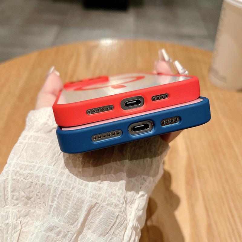 Colored Acrylic + TPU 2in1 Magnetic Wireless Charging Transparent Clear Case Hard Back Case Compatible for iPhone Samsung