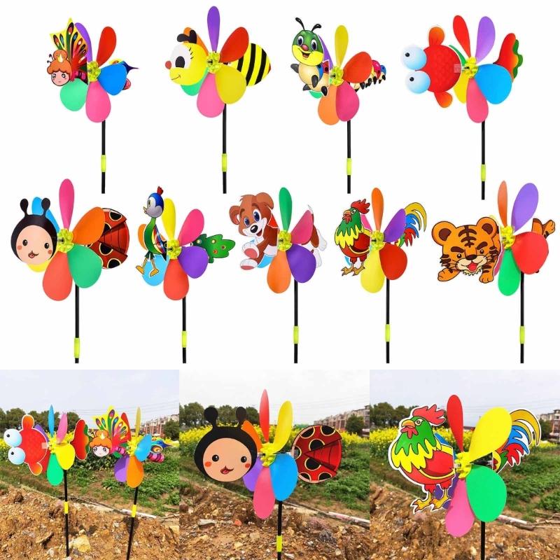Garden Pinwheels Whirligigs Wind Spinners Windmill Toy for Kid Yard Lawn Decorations 3D Animal Decorative Garden Stakes