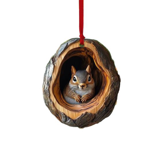 Forest Animal Christmas Ornament 2D Acrylic Owl Raccoon Koala Squirrel Xmas Tree Hanging Decoration for Tree Home Party Decor