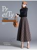 Chic High-Waisted Plaid A-Line Skirt - 2025 Autumn/Winter, Long Length, Women's Cozy Fashion