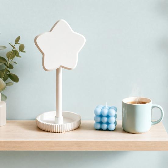 Cute Star Headphone Stand with Storage Tray, 3D Printed PLA Headset Hanger & Desk Organizer, Macaron Color Gaming Office Decor, Multi-Functional
