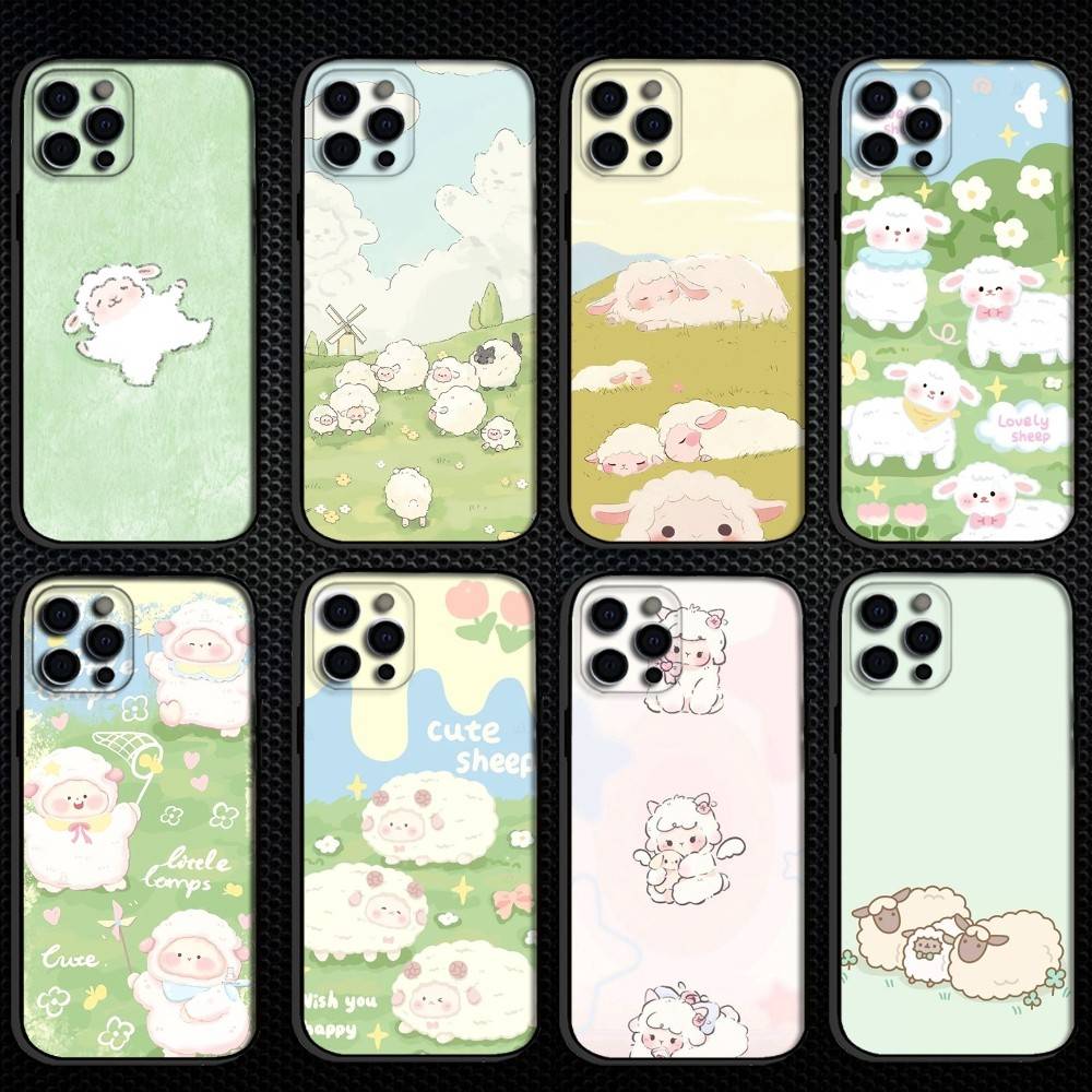 Little Sheep Phone Case For iPhone 16,15,14,13,12,11 Plus,Pro Max, Others Soft Black Cover