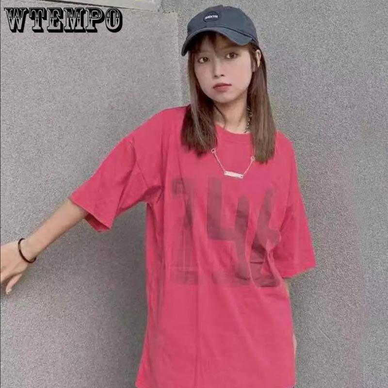 

Ожерелье с принтом граффити и надписью, розово-красная футболка с короткими рукавами для мужчин и женщин, свободная повседневная летняя футболка-пуловер