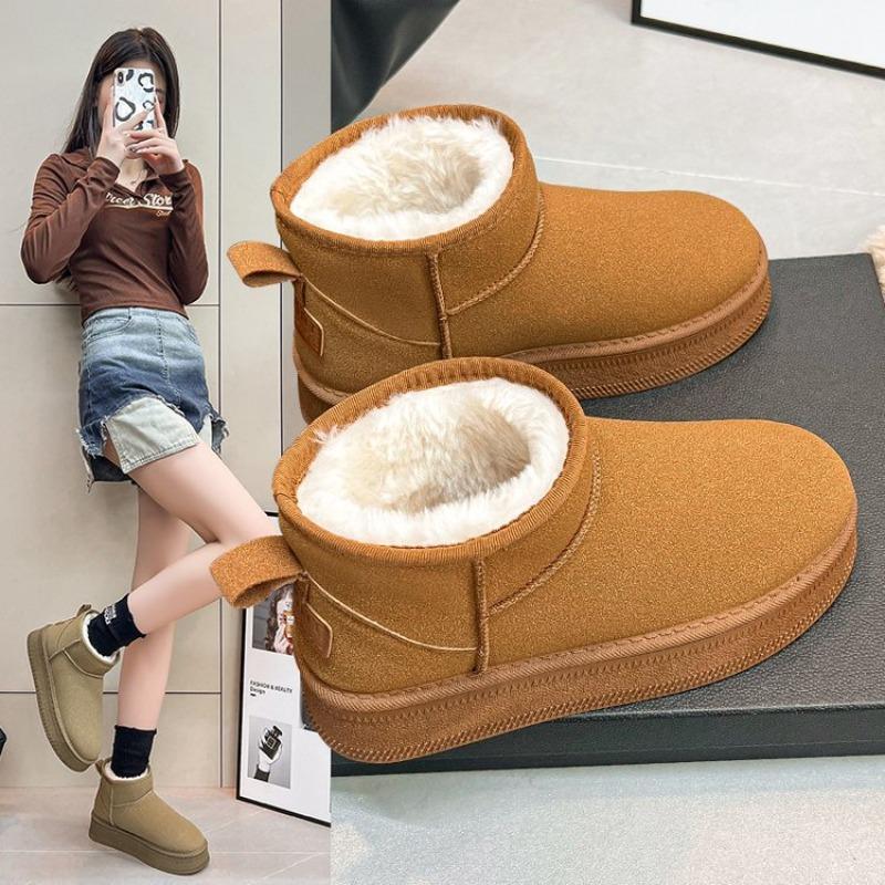 Short Snow Boots Women's Winter New Large Cotton Shoes Piled Thickened Bread Shoes Cotton Boots Women's Boots