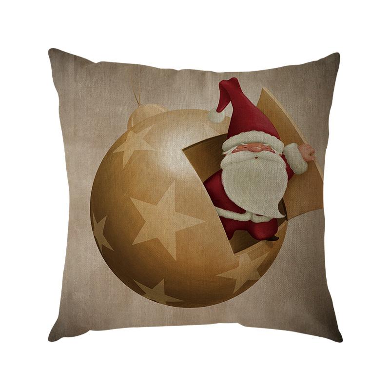 Santa Claus Pillow Case Snowman Color Ball Christmas Wreath Linen Pillow