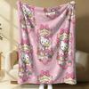 Pastel Blue Sanrio Cute Flannel Blanket Soft Warm Fluffy Throw Sofa Bed Cover Office Nap Shawl Lightweight Summer Blanket Gift