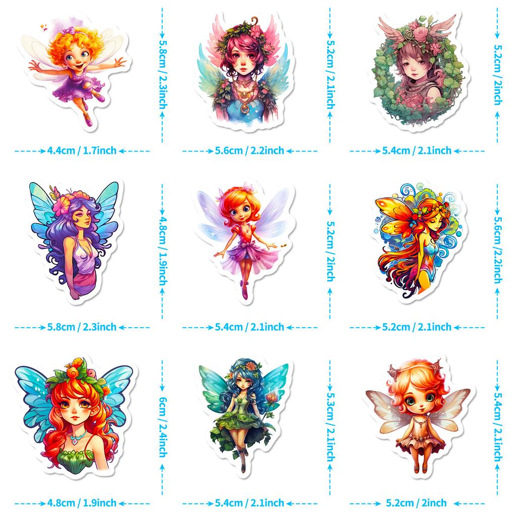 50 Flower Fairy Elf Stickers New Creative Angel Wings Little Fairy Girl Stickers