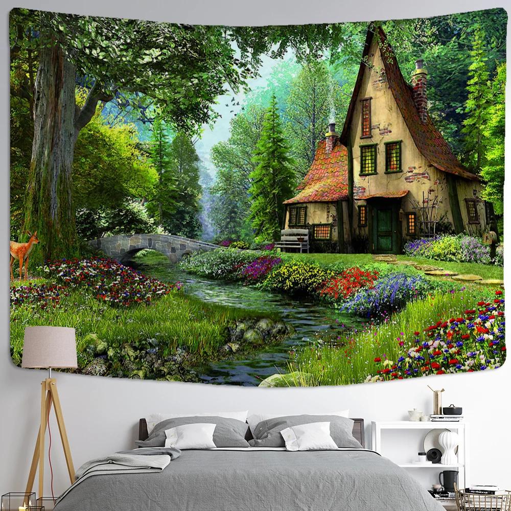 Magnolia Flower Tapestry Bohemian Style Hippie Art TV Background Wall Hanging Room Bedroom Living Room Decor