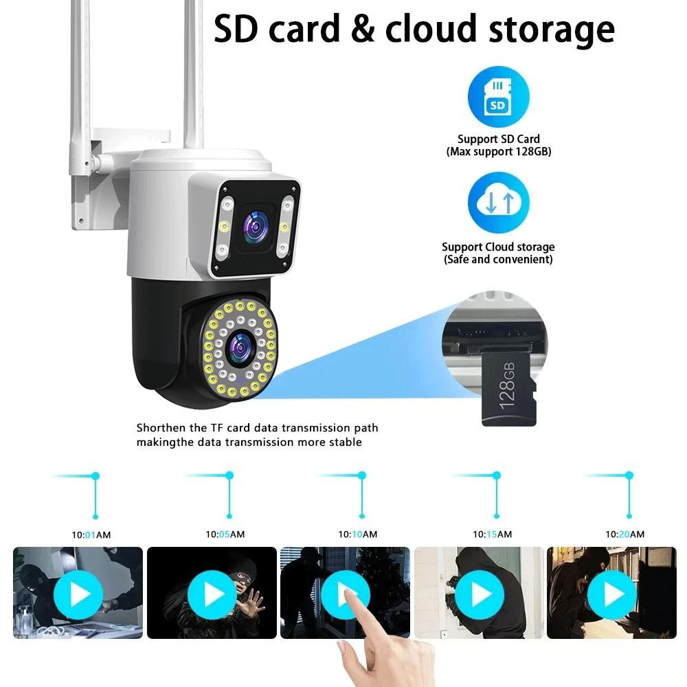 4K 8MP Wifi Surveillance Camera Tuya Dual Lens 10X Digital Zoom AI Human Detect Cam Wireless Outdoor Security PTZ IP Cameras