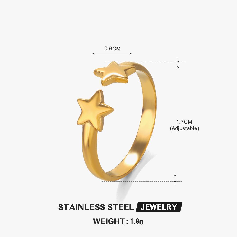 Stainless Steel Cute Five Point Star Open Ring For Women Fashion Popular Ring Party Jewelry Acceessory Gift