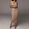 Letní dámské barevné tílkové šaty Sexy záda bez ramínek Bodycon úzké přiléhavé šaty pro ženy