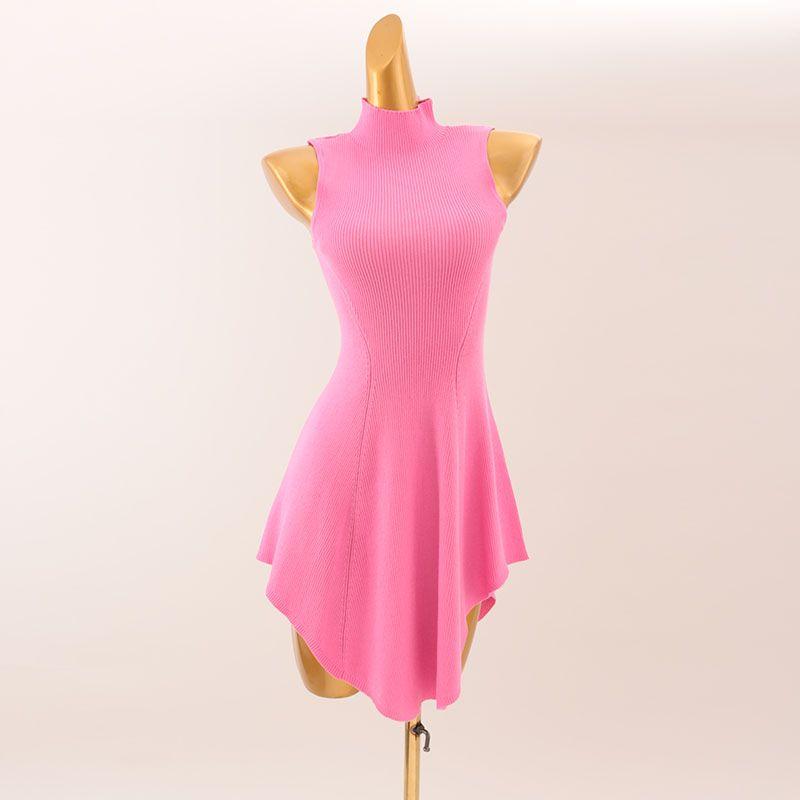 

US Single Irregular Sleeveless Dress Export Slim Looking Pleated Petite Short Dress Pink S