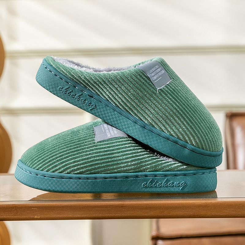 Autumn and winter couple cotton slippers winter indoor lightweight thick-soled warm home fluffy slippers shoes