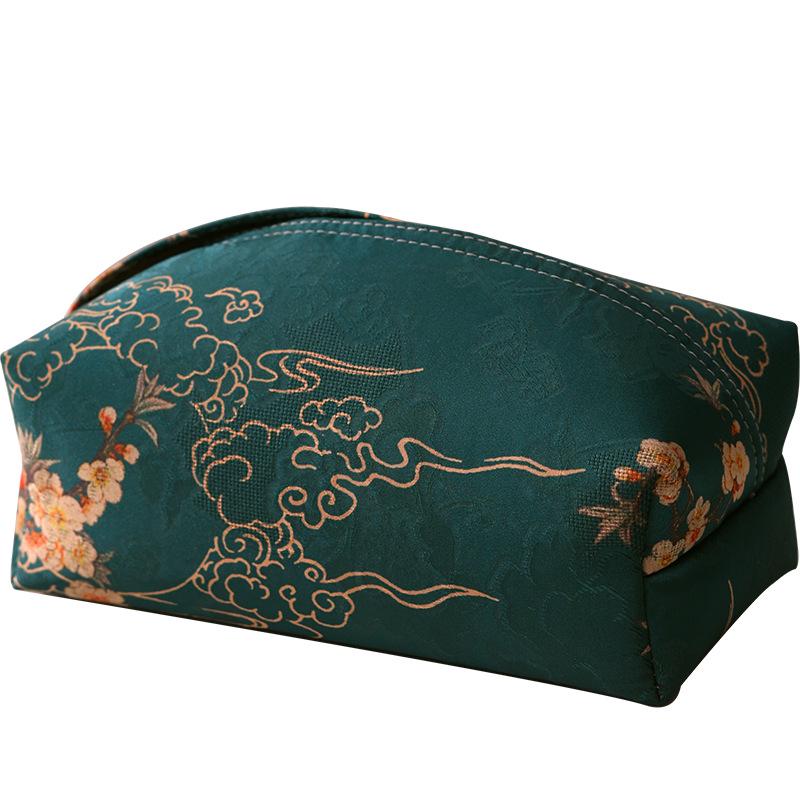 Chinese Style Jacquard Fabric Tissue Box Cover - Elegant Pull-out Design for Desktop and Tea Rooms